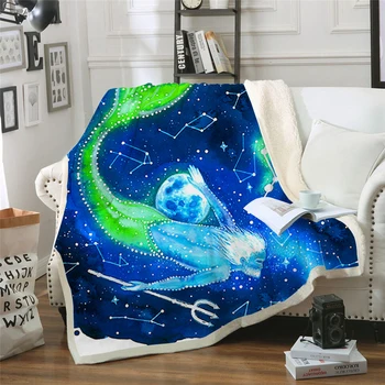 

Galaxy Fish 3D Printed Sherpa Blanket Couch Quilt Cover Travel Girl Bedding Outlet Velvet Plush Throw Fleece Blanket Bedspread
