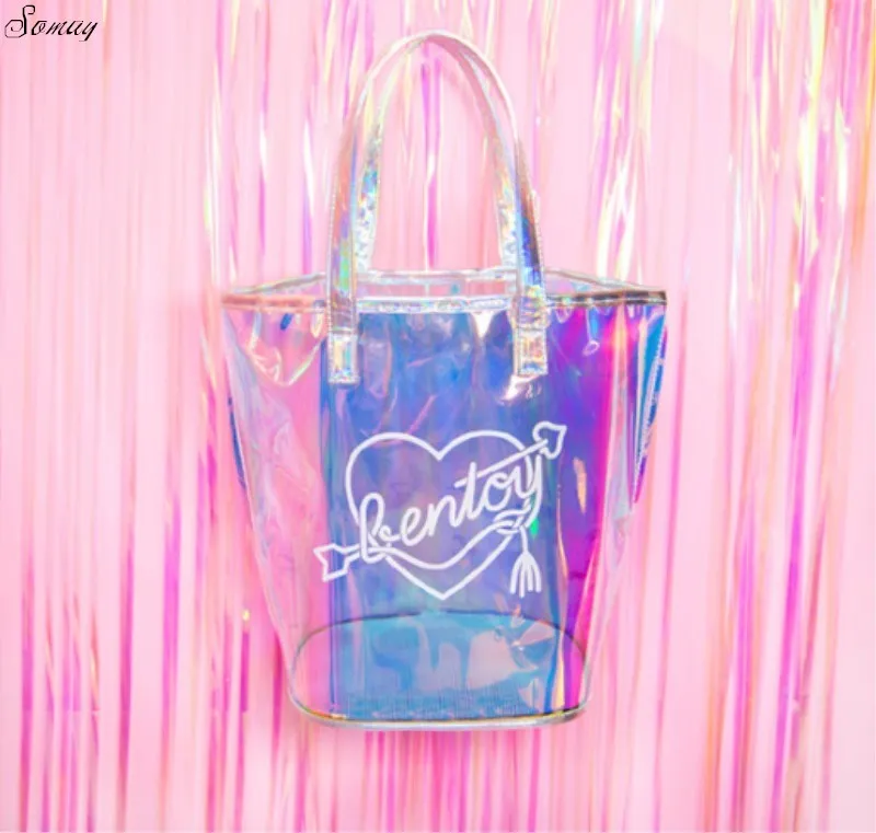 

Casual Girl Large Capacity Tote Hologram Laser Shoulder Bag Shopping Bag Summer Beach Bags Ladies Women handbag fast shipping