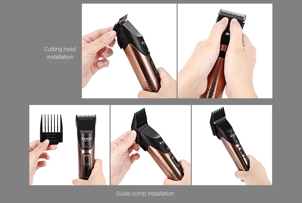 Kemei KM - 7500 Electric Hair Clipper Rechargeable LCD Cordless Adjustable Trimmer Kit