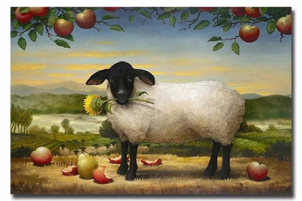картина барашка. овца арт. овечки живопись. овца. ягненок живопись.