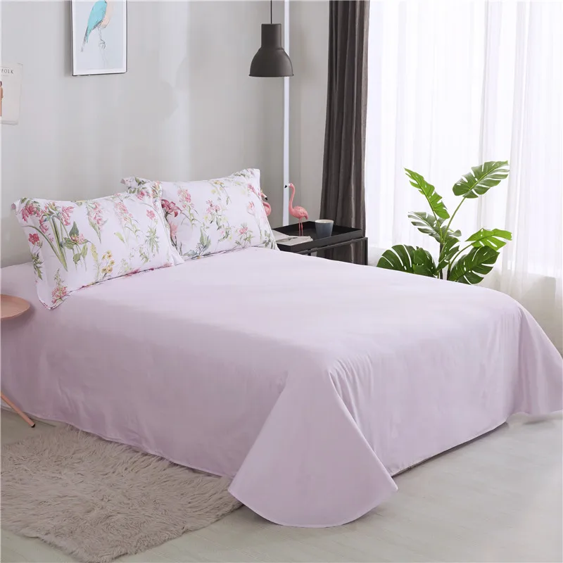 

1 pc Summer 100% Cotton Flat Sheet Pink Simple Fresh Bed Sheet Newest Style Sheets Adults Children Healthy Reactive Dyes Process