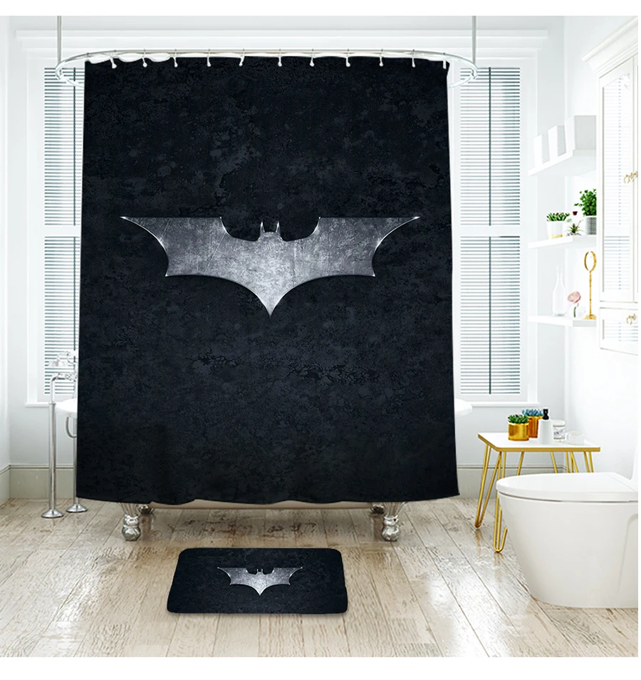 IBANO Бэтмен Логотип занавеска для душа Водонепроницаемый полиэстер ткань для ванной занавеска для ванной комнаты и напольный коврик