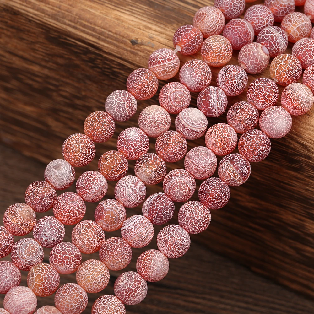 

Nature Stone Beads For Jewelry Making Frost Cracked Dream Fire Dragon Veins Carnelian Beads 4-12mm Pick Size