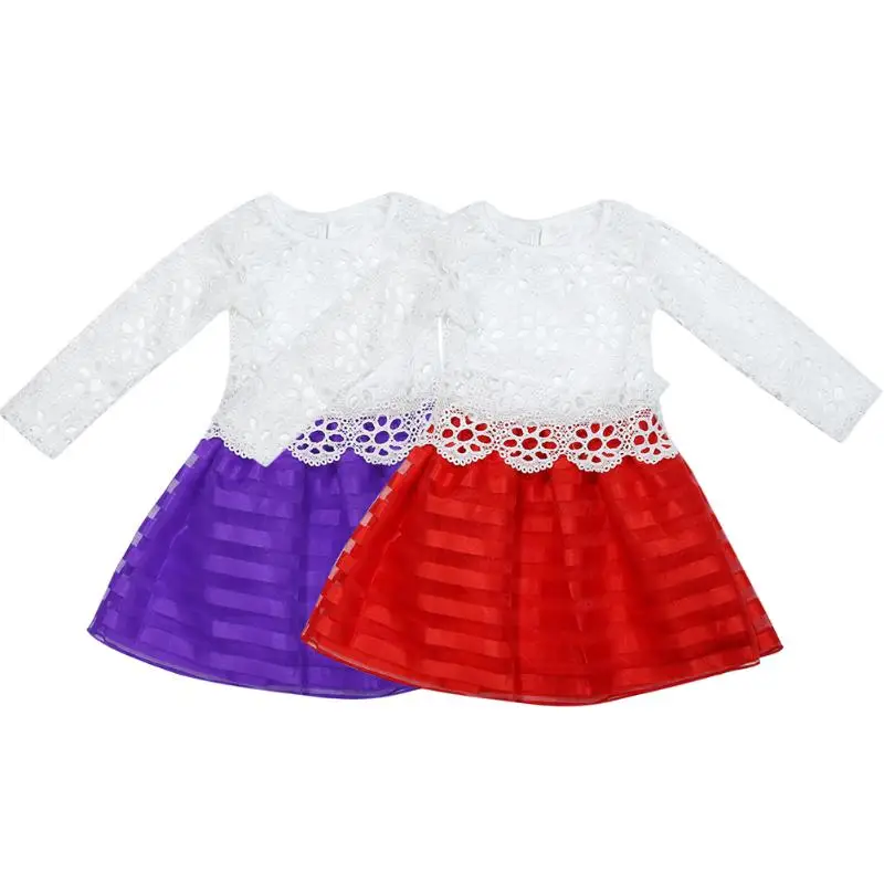 

Baby Girls Dress Long Sleeve Floral Lace Princess Wedding Dress