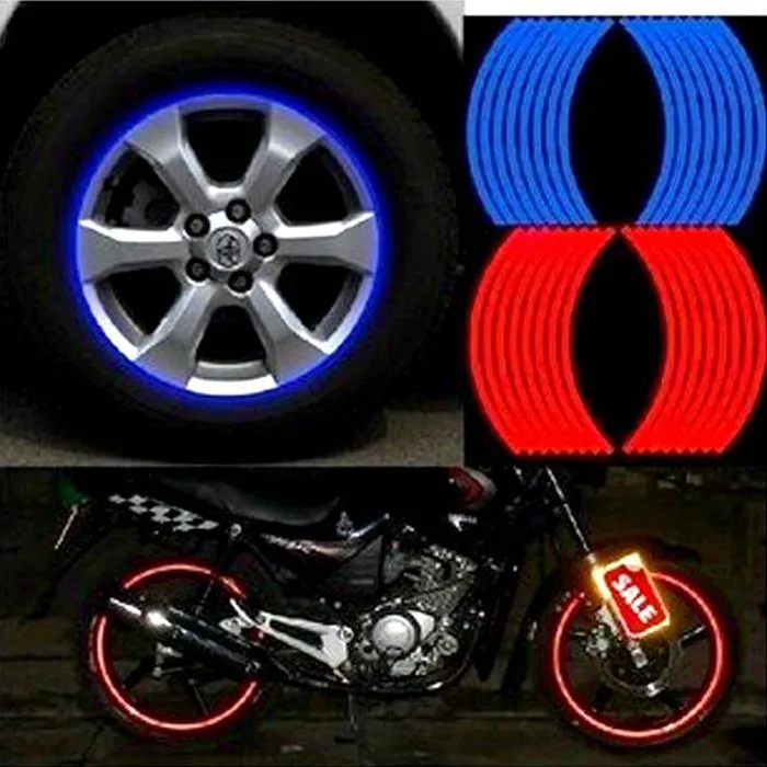 

18 Strips Motorcycle Car Wheel Tire Stickers Reflective Rim Tape car-styling Stickers Car Accessories For Ford Focus 2 Renault