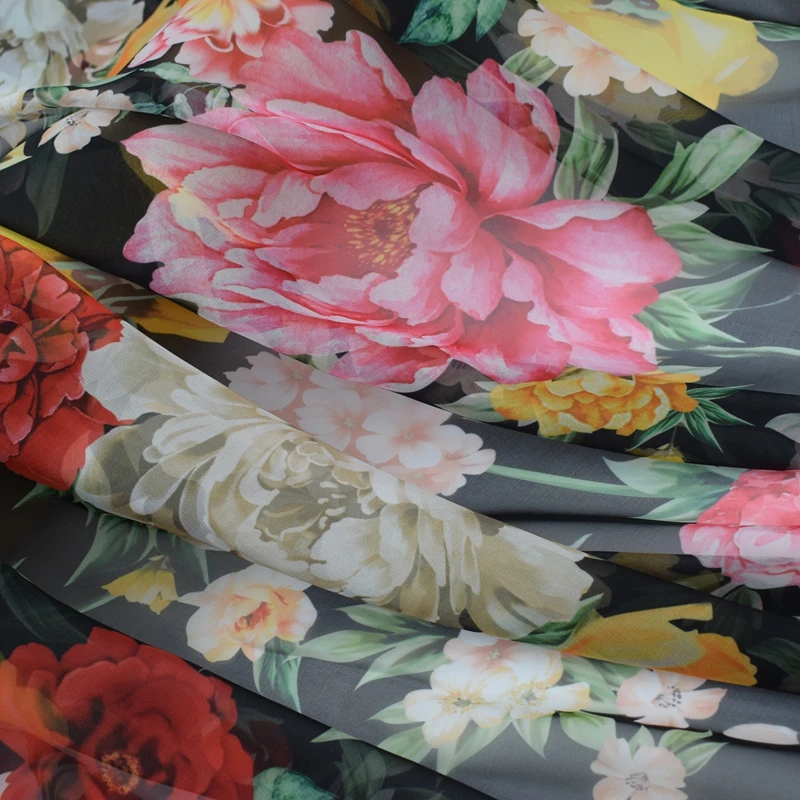 Модная цифровая шифоновая ткань с принтом для летнего платья шарф vestidos vestido tissu au metre лоскутное tecido DIY ткань tela