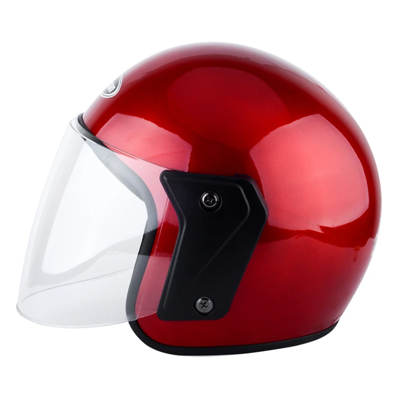 LMoDri мотоцикл с открытым лицом Capacete Para Motocicleta Cascos мото гоночный мотоцикл JIEKAI винтажные шлемы с двойным объективом - Цвет: Красный