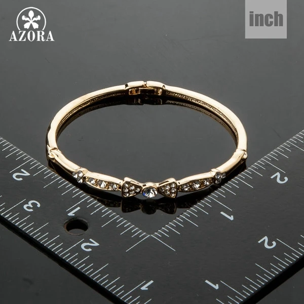 AZORA Gold Color Stellux Austrian Crystal Bowknot Bangle Bracelet TB0033