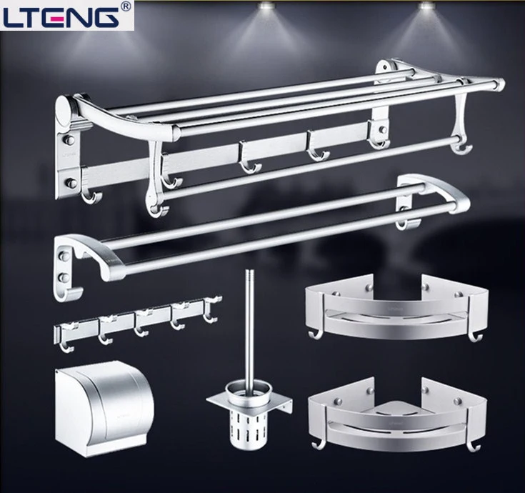 

LTENG Aluminum bathroom hardware Set Nail-free Folding towel rack Anti-rust Anodizing surface treatment