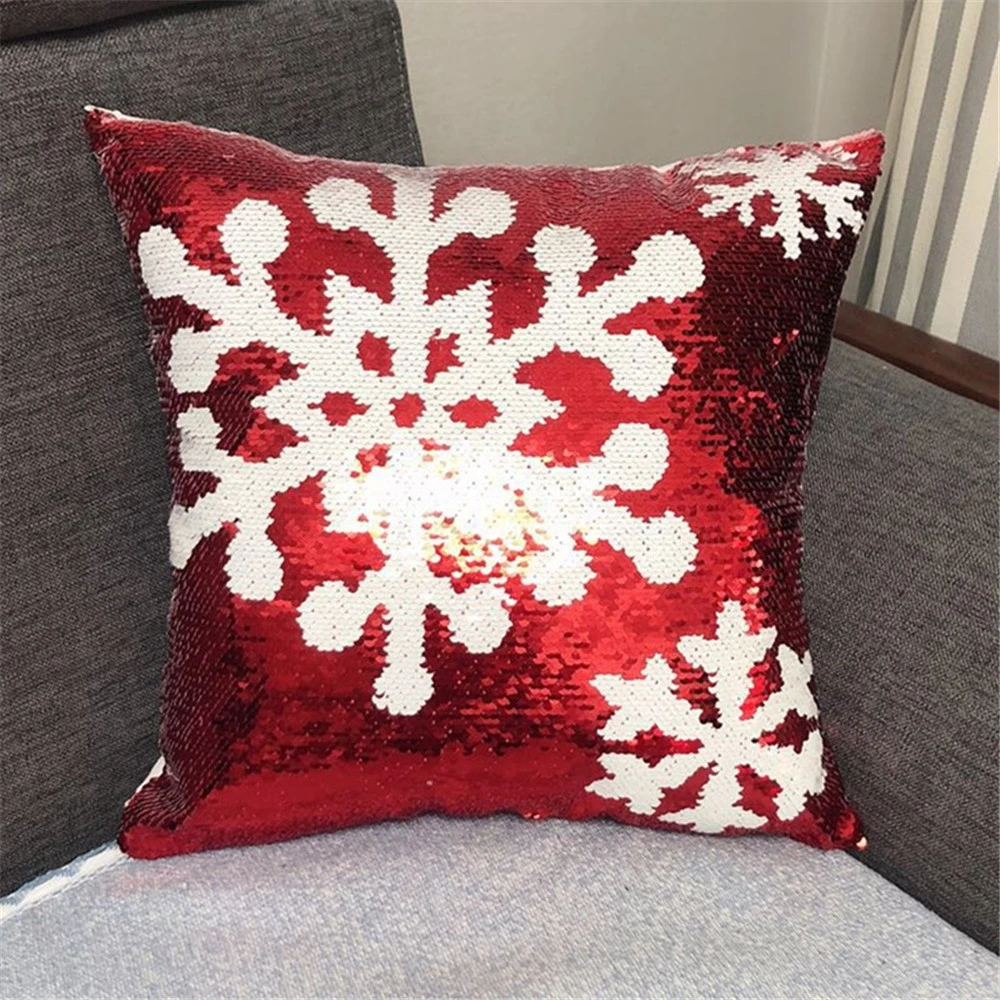 

Christmas atmosphere Snowflake Deer Head Pattern Sequins Positioning embroidering pillow case Decorative Comfortable enjoy