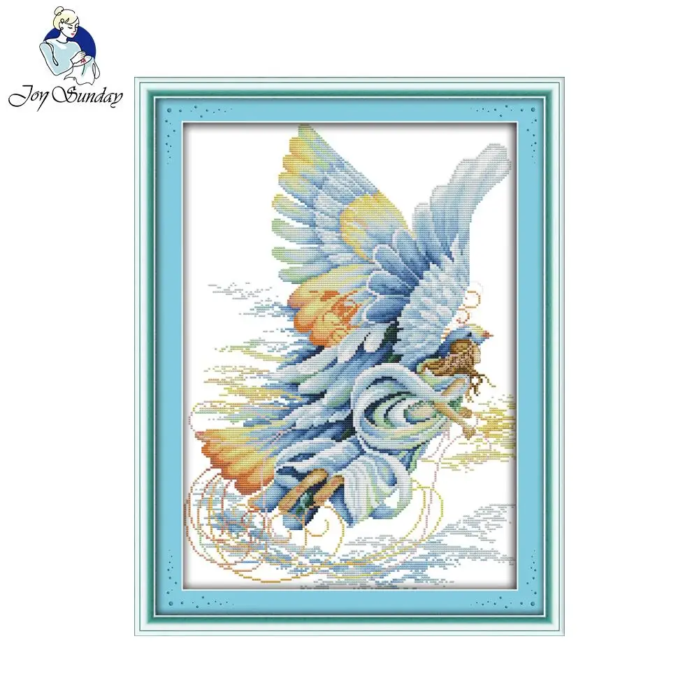 

Joy Sunday Flying angel figure Pattern Wall Art Chinese Cross Stitch Kits Embroidery Needlepoint Set for home decoration