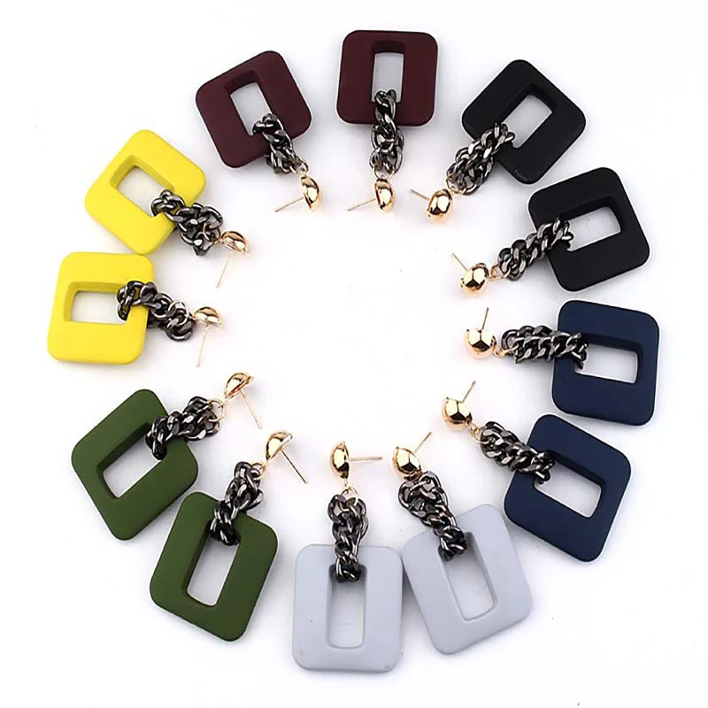 

Join.Y Fashion Women Square Earrings 2019 Big Drop Dangle Earrings Simple Trend Ear Accessories Gift For Ladies Girls Women