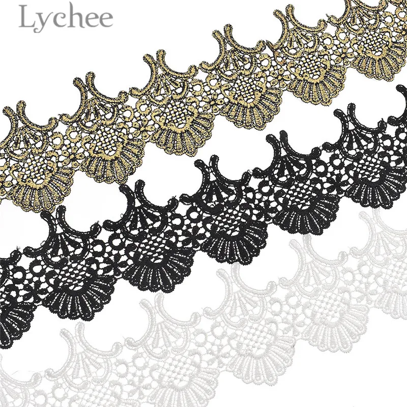 Lychee Life 2 ярда Водорастворимая Вышивка хлопковая кружевная отделка белый черный