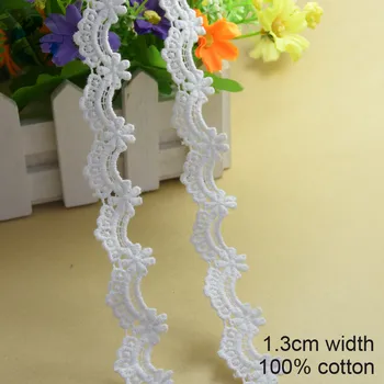 

1.3cm width Cotton embroid lace sewing ribbon guipure lace african lace fabric trim warp knitting DIY Garment Accessories#1777