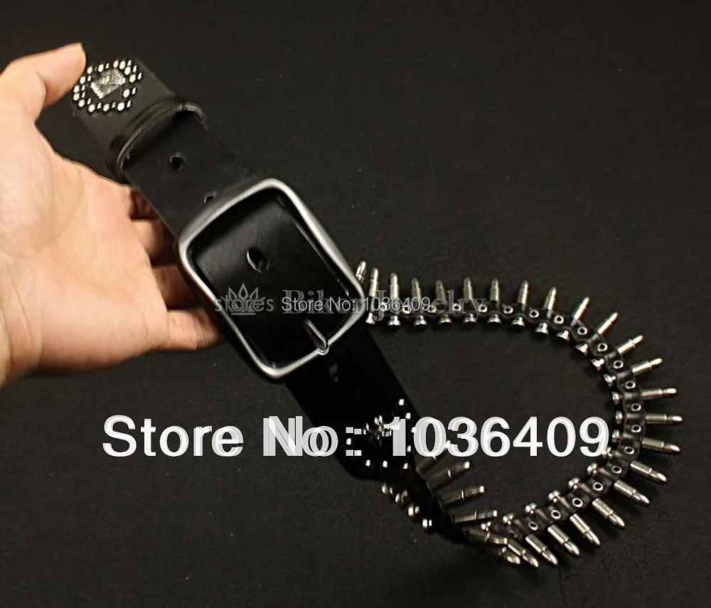 

Skull Bullet Style Men's Genuine Leather Belt Rocker Hip Hip Biker COOL PUNK waistbelt
