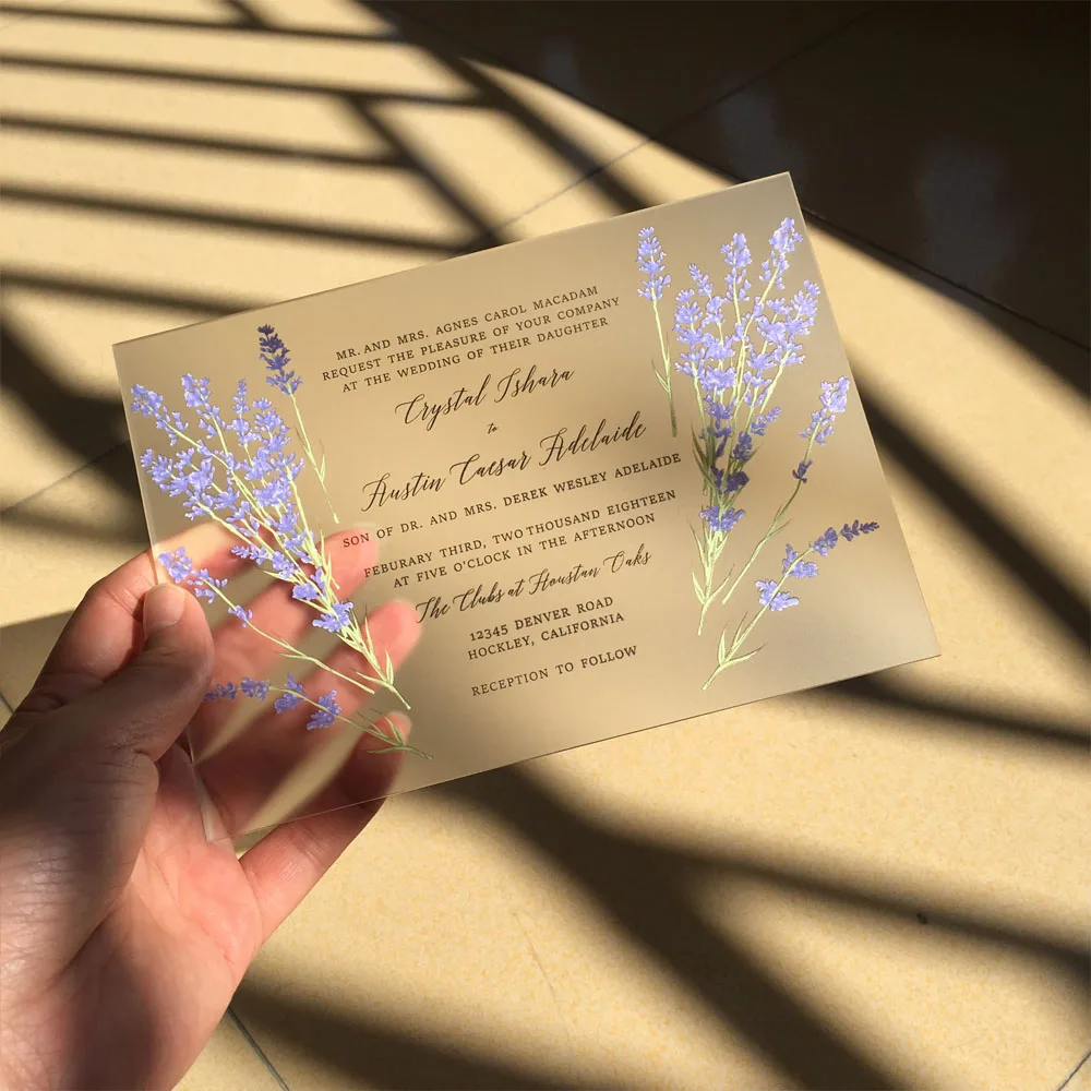  Customized Romantic Water Color Style 5x7inch Frosted Acrylic Wedding Invitation Cards 100 Sets Per - 32848177468