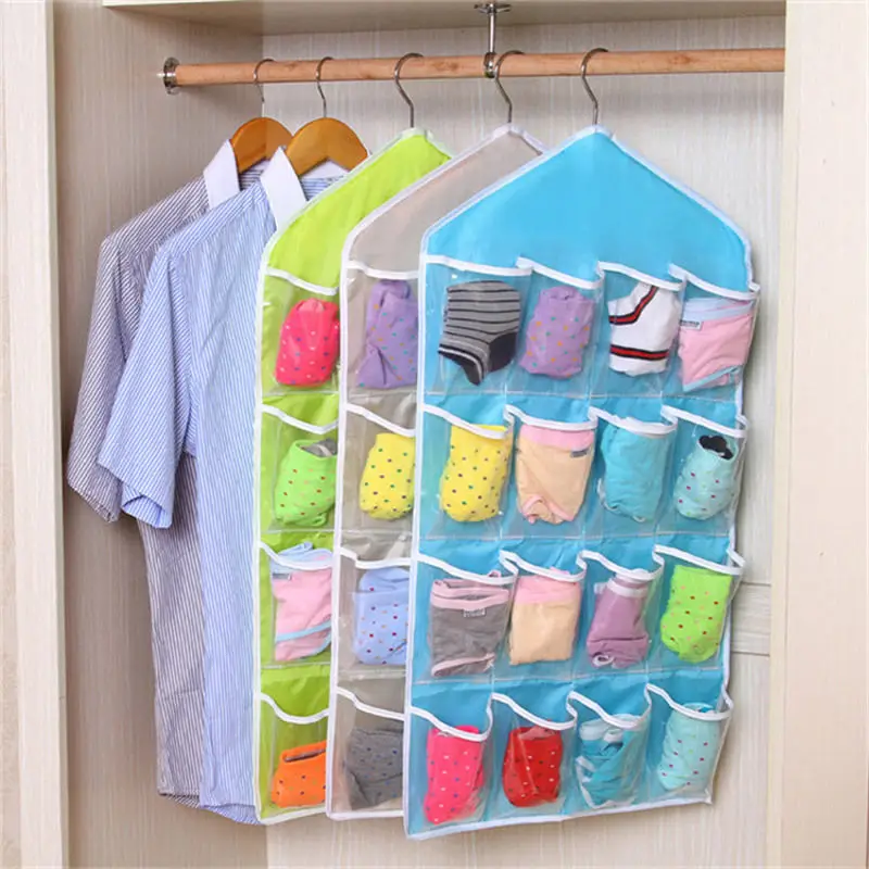 

Newest Creative 16 Pockets Rack Storage Closet Wardrobe Hanging Shelf Organizer 16-Pockets for Clothes Sock Hanging Organizers