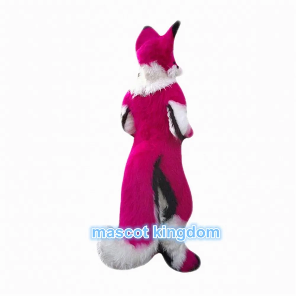 Розовый хаски собака маскоты Костюм Волк лиса день рождения косплэй нарядное платье наряд для взрослых размеры