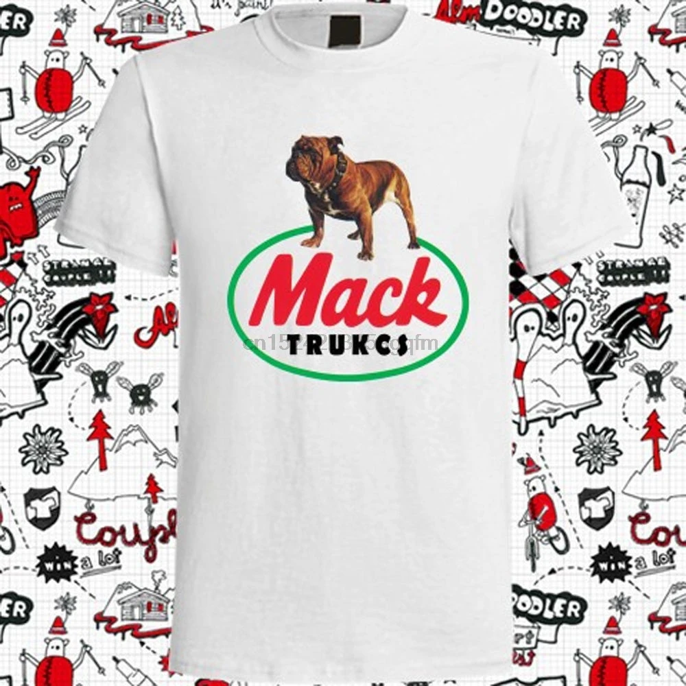 Mack Trucks Trucker Бульдог логотип мужская белая футболка Размер S-3xl Мужская с графикой |