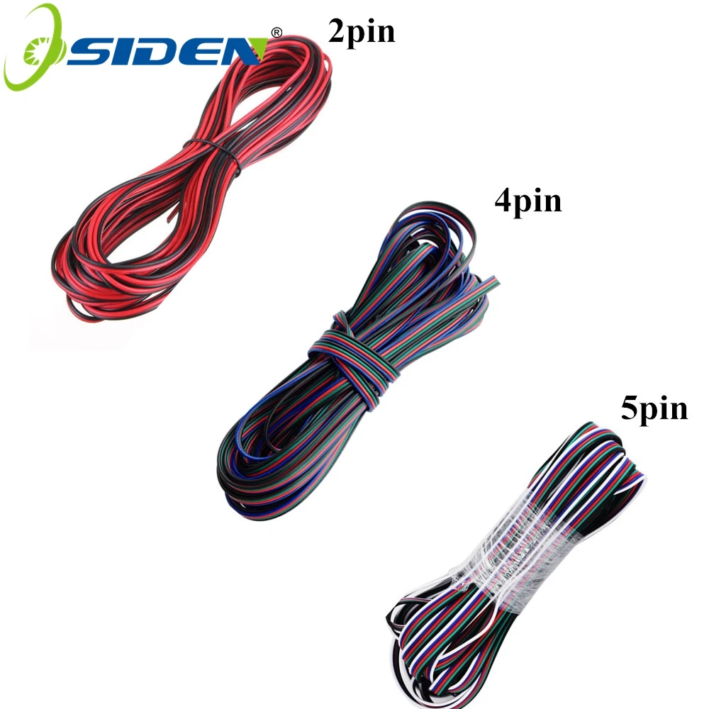 OSIDEN 1 м 5 м 10 м 2pin провод 4Pin 5pin удлинитель 22 awg провод RGB+ белый провод Соединительный кабель для 3528 5050 светодиодные ленты светильник