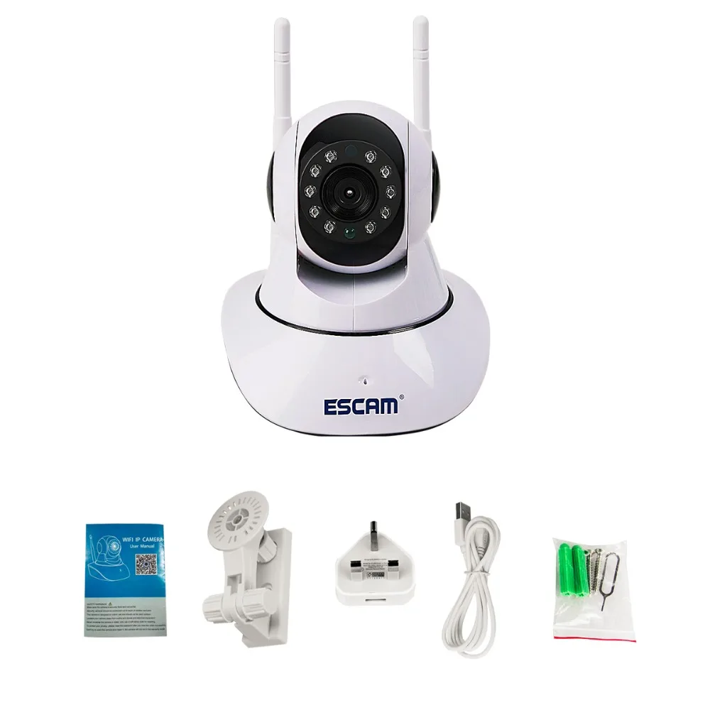 ESCAM G02 двойная антенна 720P панорамирование/наклон WiFi IP IR камера Поддержка ONVIF Max до 128 Гб Видео монитор