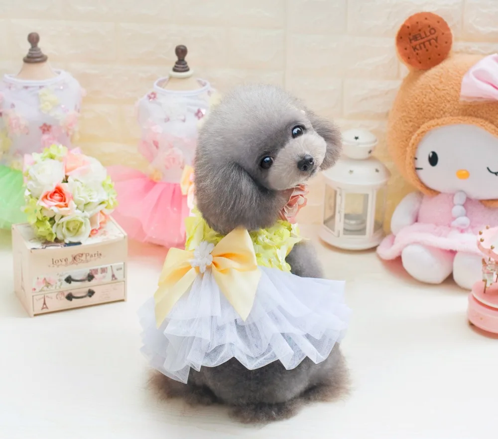 Новое весенне-летнее украшение бабочки для домашних собак классное платье для маленьких щенков Одежда для собак