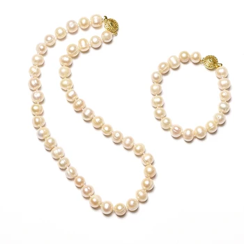 

18 inch Milk yellow Long and thin 10-11 mm Natural pearl Necklace and the 7.5 inch small and full Natural Pearl Bracelet