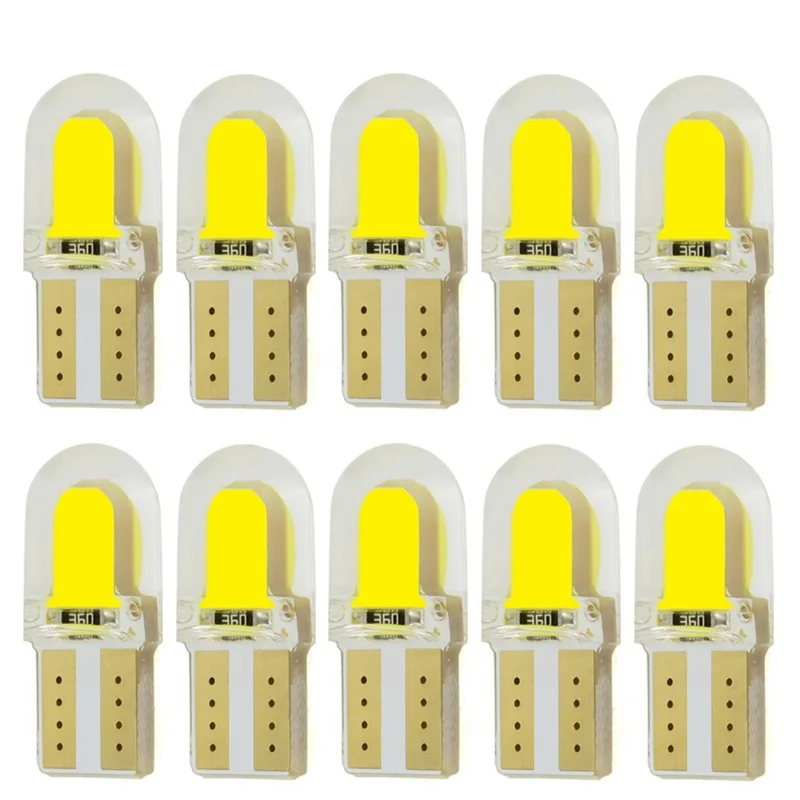 

10Pcs T10 W5W Silicone Shell COB LED Car Parking Light WY5W 192 501 Silica Gel LED Wedge Interior Dome Lamp Auto Turn Side Bulb