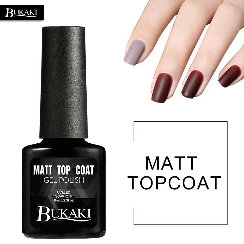 

BUKAKI UV LED Transparent Color Nail Gel Polish Matte Surface Gel Nail Polish No Light Shining Super Top Coat