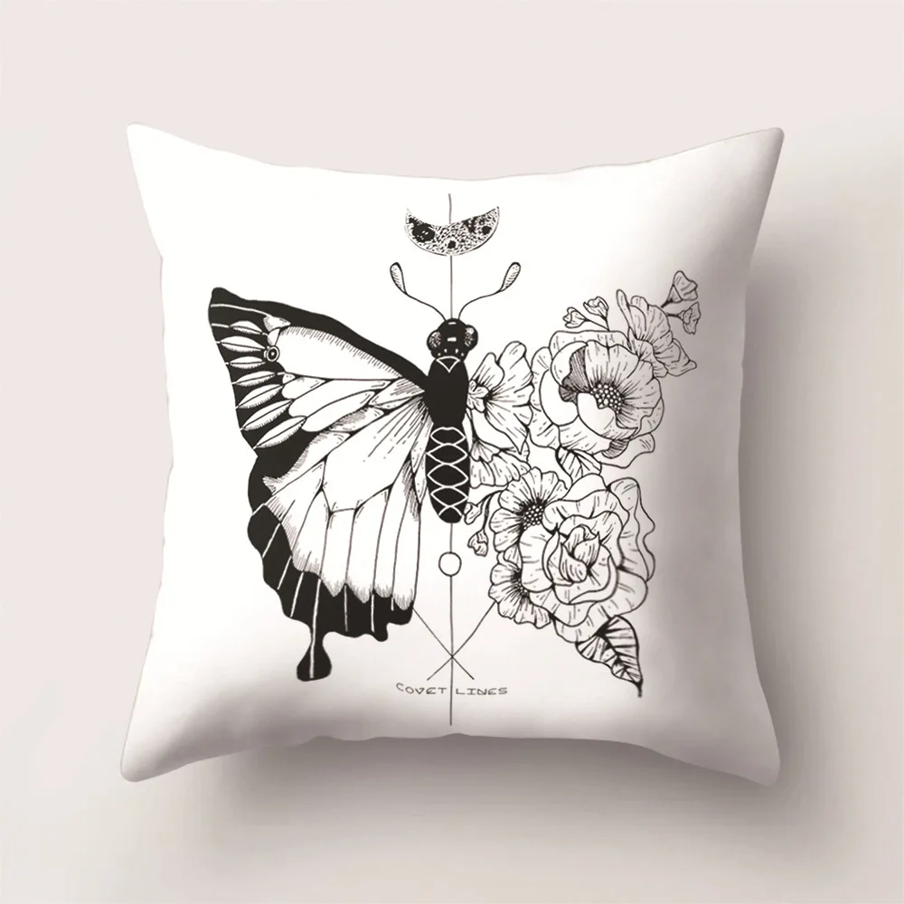 Подушка с изображением бабочек, чехол, Декоративные Чехлы на подушку для дивана, автомобиля, кровати, офисного сиденья, мягкая персиковая кожа, для гостиной, украшение для дома 45x45 - Цвет: Butterfly-18