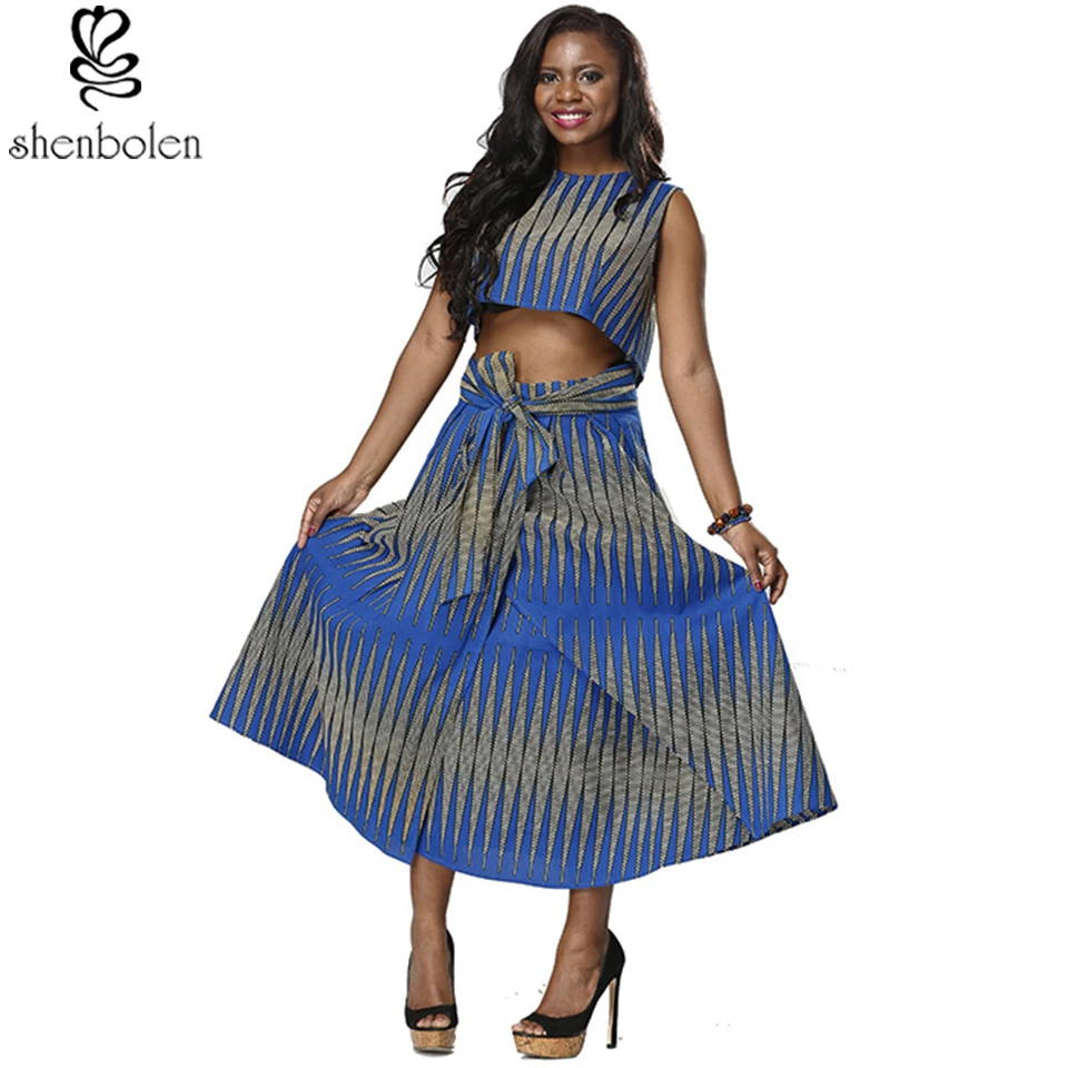 SHENBOLEN Damen Rock Top Set - Afrikanischer Print Baumwolle Ensemble