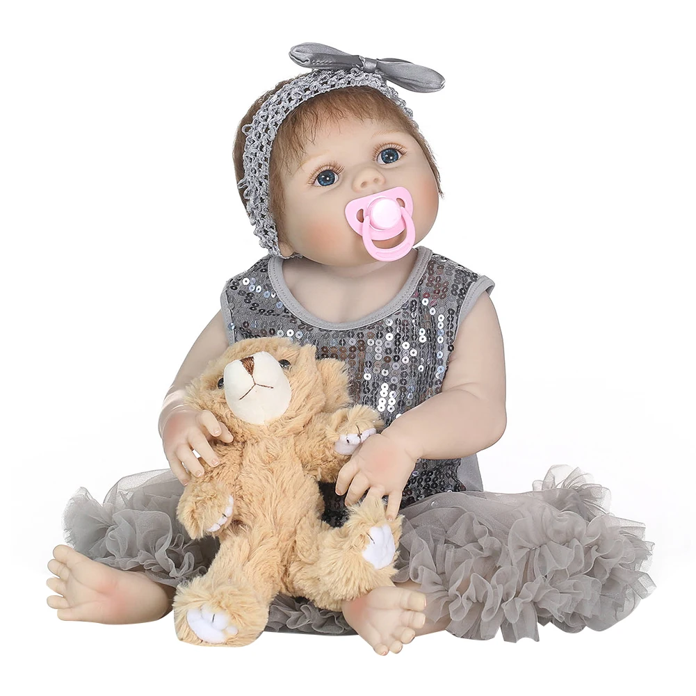 56 см реалистичные имитация компании моющиеся платье Reborn Baby Doll для детей рождественские подарки