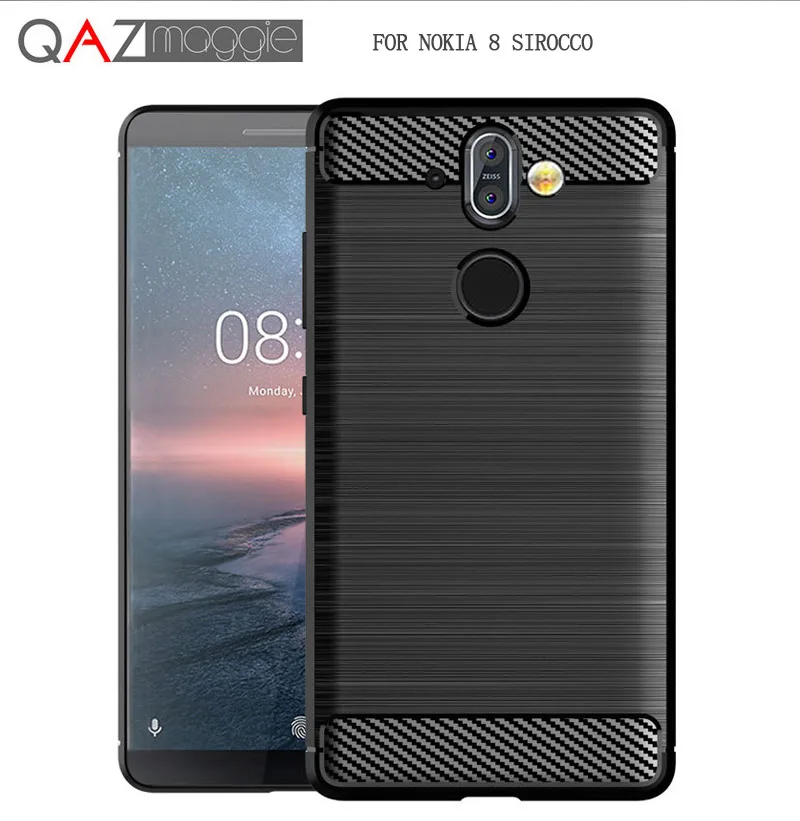 Чехол для Nokia 8 Sirocco Nokia8 из мягкого силикона ТПУ с текстурой углеродного волокна
