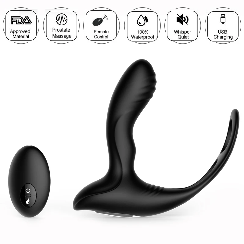 2018 New Remote Control Prostate Massage for Men Gay Anal Butt Plugs, USB Prostate Massage Vibrator for Male Sex Toys for Men