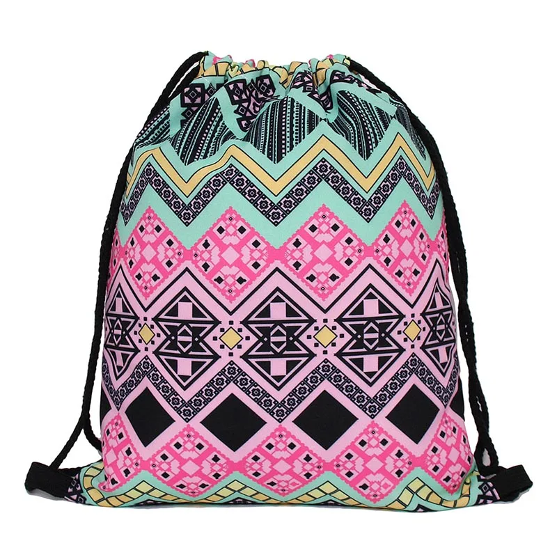 Lightweight Travel Drawstring Backpack Pouch Outdoor Backpack cheap mochila Kids Cute Animal Print Pattern Polyester textile