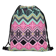 Lightweight Travel Drawstring Backpack Pouch Outdoor Backpack cheap mochila Kids Cute Animal Print Pattern Polyester textile bag
