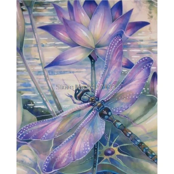 

5d New Diamond Painting Lotus Dragonfly diamond art Cross Stitch Fulll rhinestones Diamond Mosaic Decor