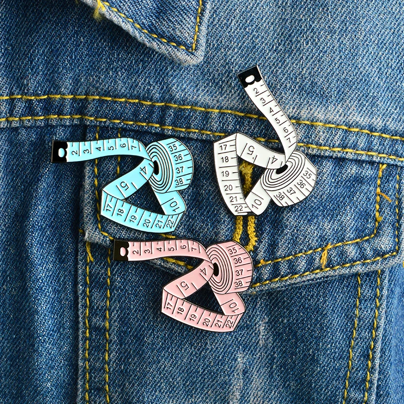 

XEDZ Cartoon tape enamel pin sewing tool ruler white shirt coat bag lapel brooch badge send a friend's gift