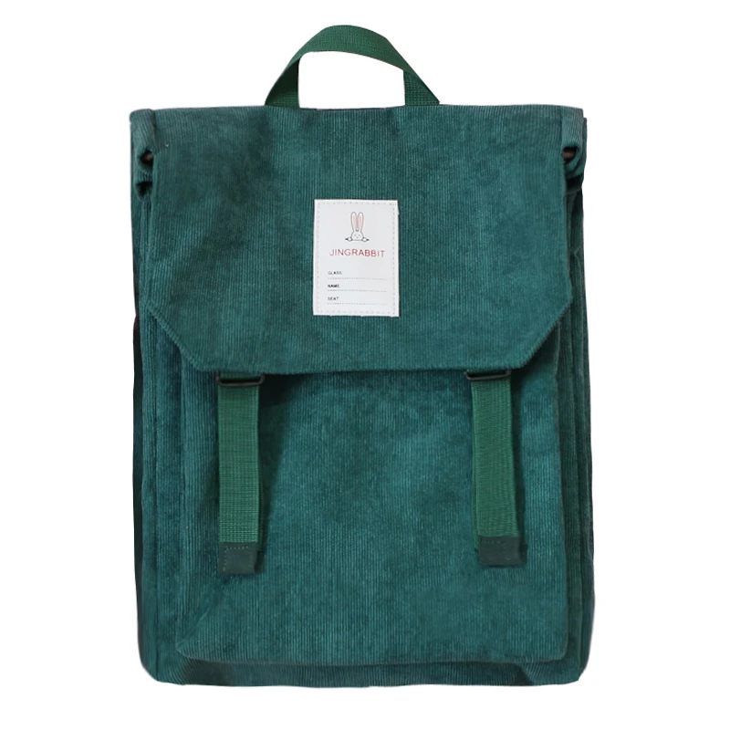  Korean Corduroy Women Gray Backpack Preppy Style Rabbit Travel School Bag Pack For Teenage Girls Mo - 32996775715