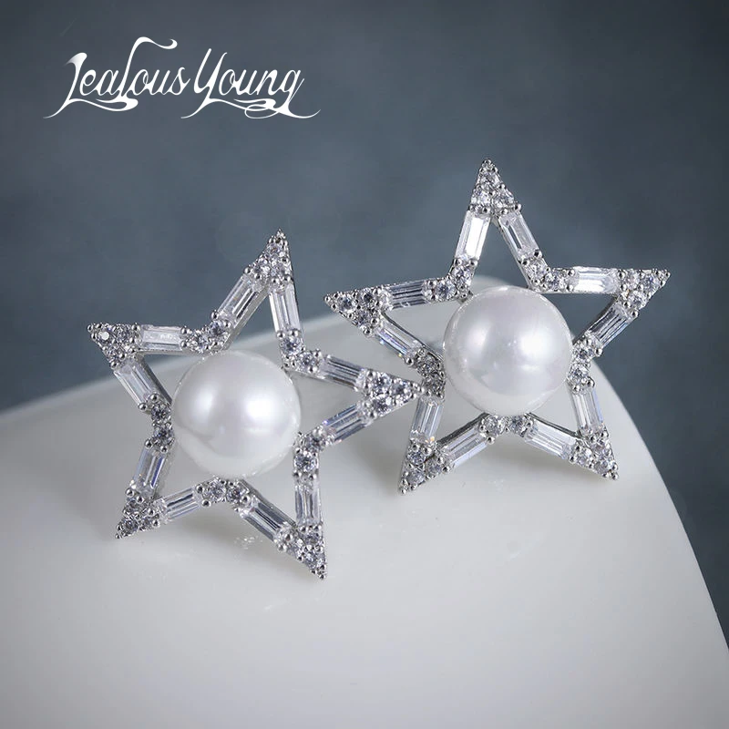 

2017 New Star Starfish Stud Earrings Inlay Round Simulated Pearl Earrings For Women Fashion Jewelry brincos AE302