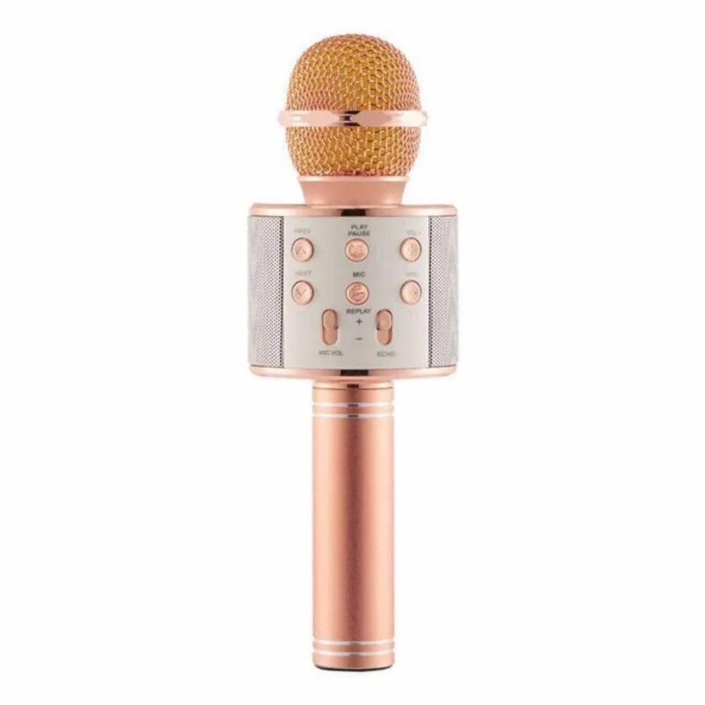

microphone WS-858 Wireless Bluetooth Karaoke Handheld USB KTV Player Bluetooth Mic Speaker Record Music Rose Gold