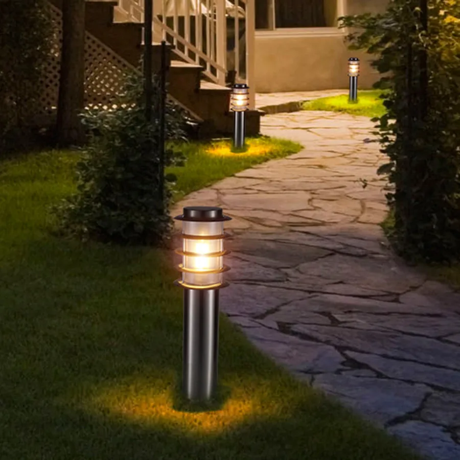 BEIAIDI E27 Outdoor Garden Lawn Light Waterproof Villa Park Pathway Pillar Lamp Stainless Steel Landscape Stand Pole Column Lamp