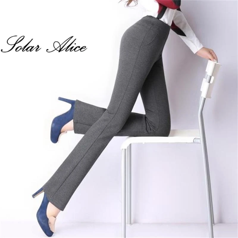 

Free Shipping Spring and autumn women's plus size elastic flare trousers high waist boot cut trousers