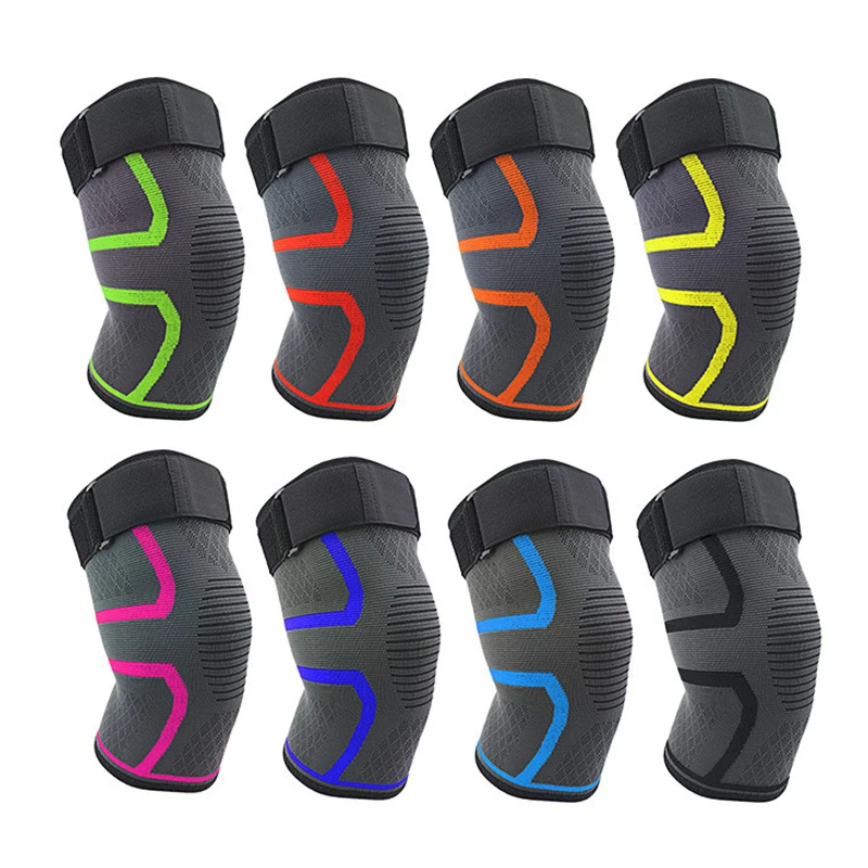 

1pc Outdoor Sport Fitness Knit Knee Pad Gym Protector Elastic Antislip Double Pressurized Belt Buckle Knee Pads For Men Women