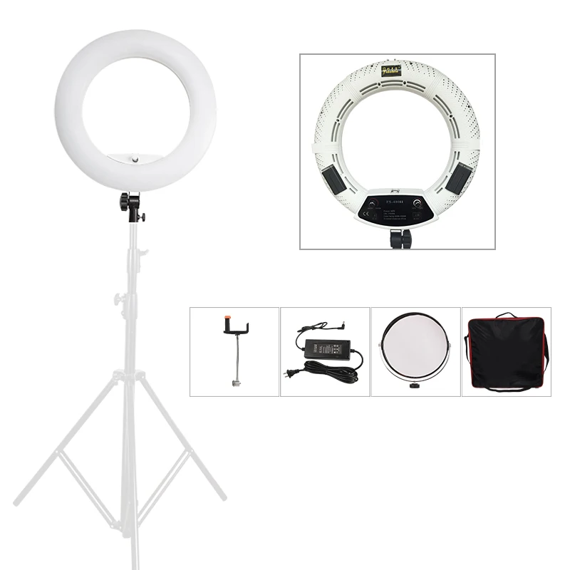 Yidoblo FS-480II White Make-up LED Bio-color Ring Light + Portable bag Lamp Photographic Lighting 3200-5500K Ring Lights