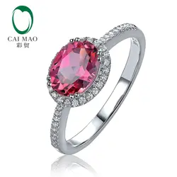 Новинка 14 К Белое золото 1.29ct натуральный розовый турмалин алмаз обручальное кольцо
