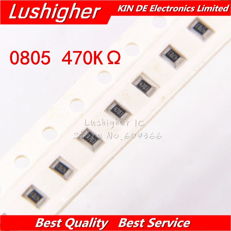 100 шт. 0805 SMD резистор 5% 470K Ohm 4703 474 470Kohm | Электронные компоненты и принадлежности