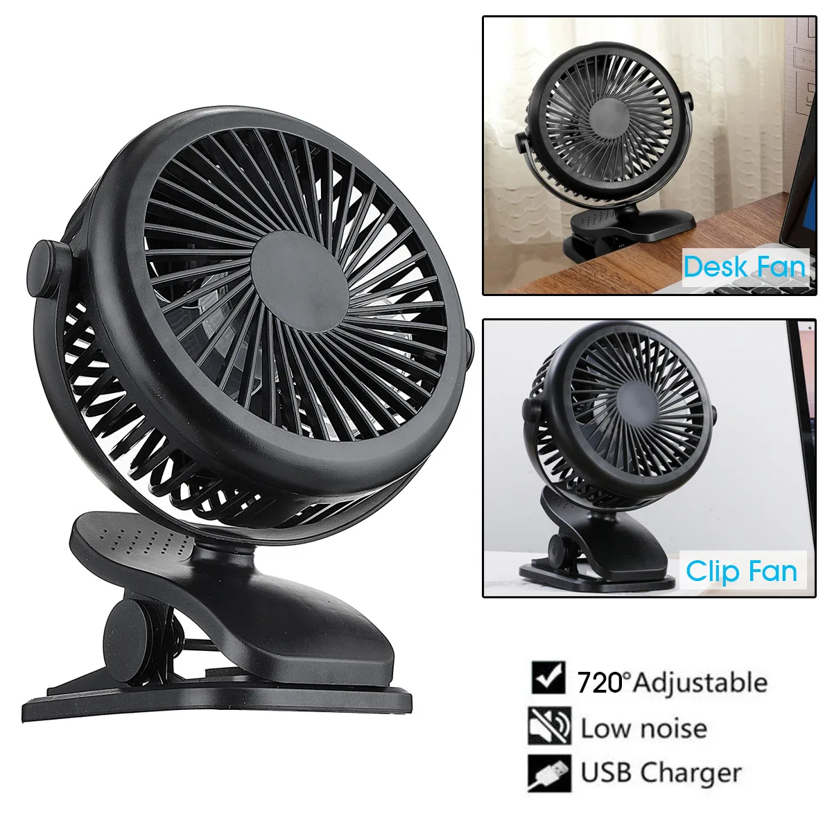 

Mini Clip USB/Battery Portable Fans Air Conditioner Cooler Cooling Fan Super Silent Electric Fan