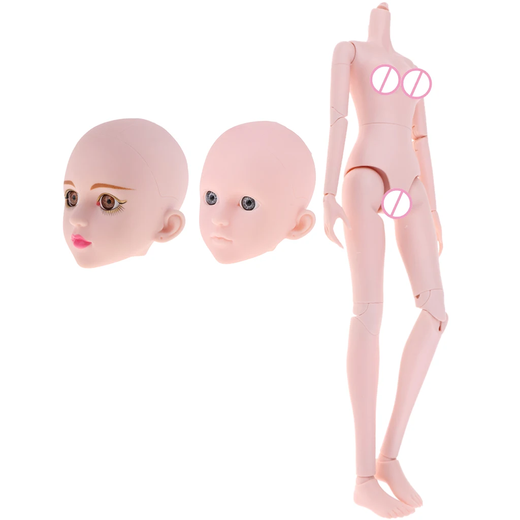 3pieces Jointed Body with Gray Brown Eyes Head Model for 1/4 BJD XinYi Doll Accessories