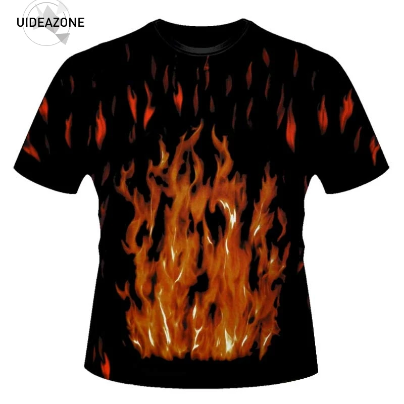 All Over Printed Fire T Shirt T shirts Men Women 2018 Short Sleeve ...